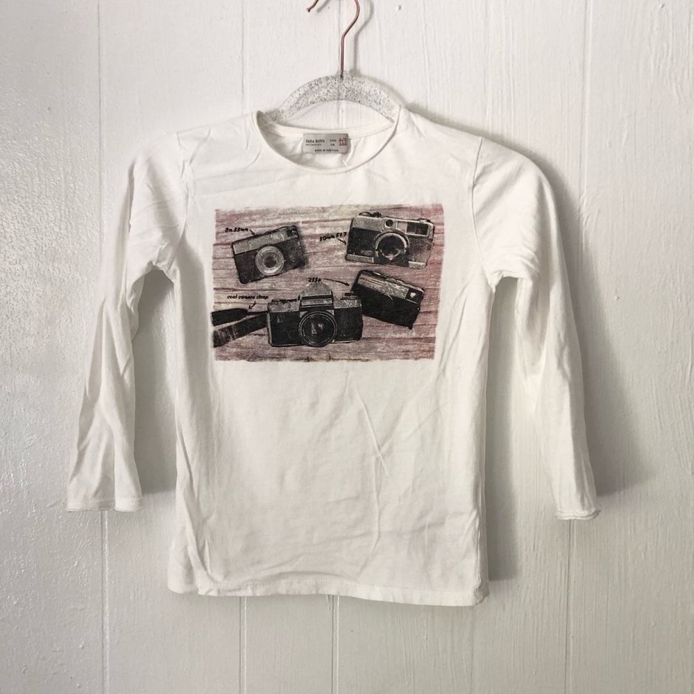 Zara Boys Basic Long Sleeve Graphic Tee